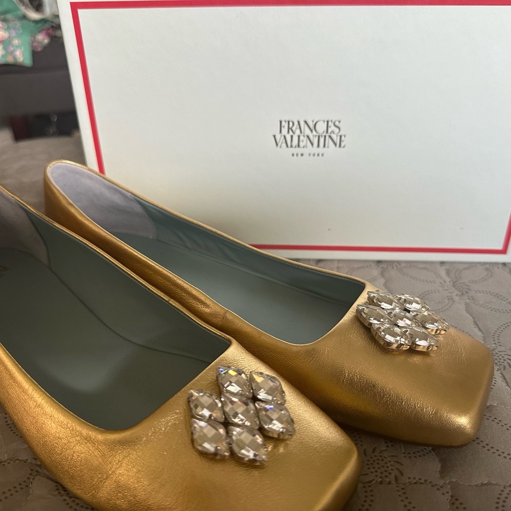 Frances Valentine Square Toe Ballet Flat Platino.  Size 11 never worn.
